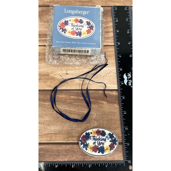 Longaberger Ceramic Basket Tie-On Accessory Floral Design 33464 THINKING OF YOU - Picture 4 of 6